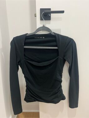 Abercrombie & Fitch Black Long Sleeve Draped Neck Top